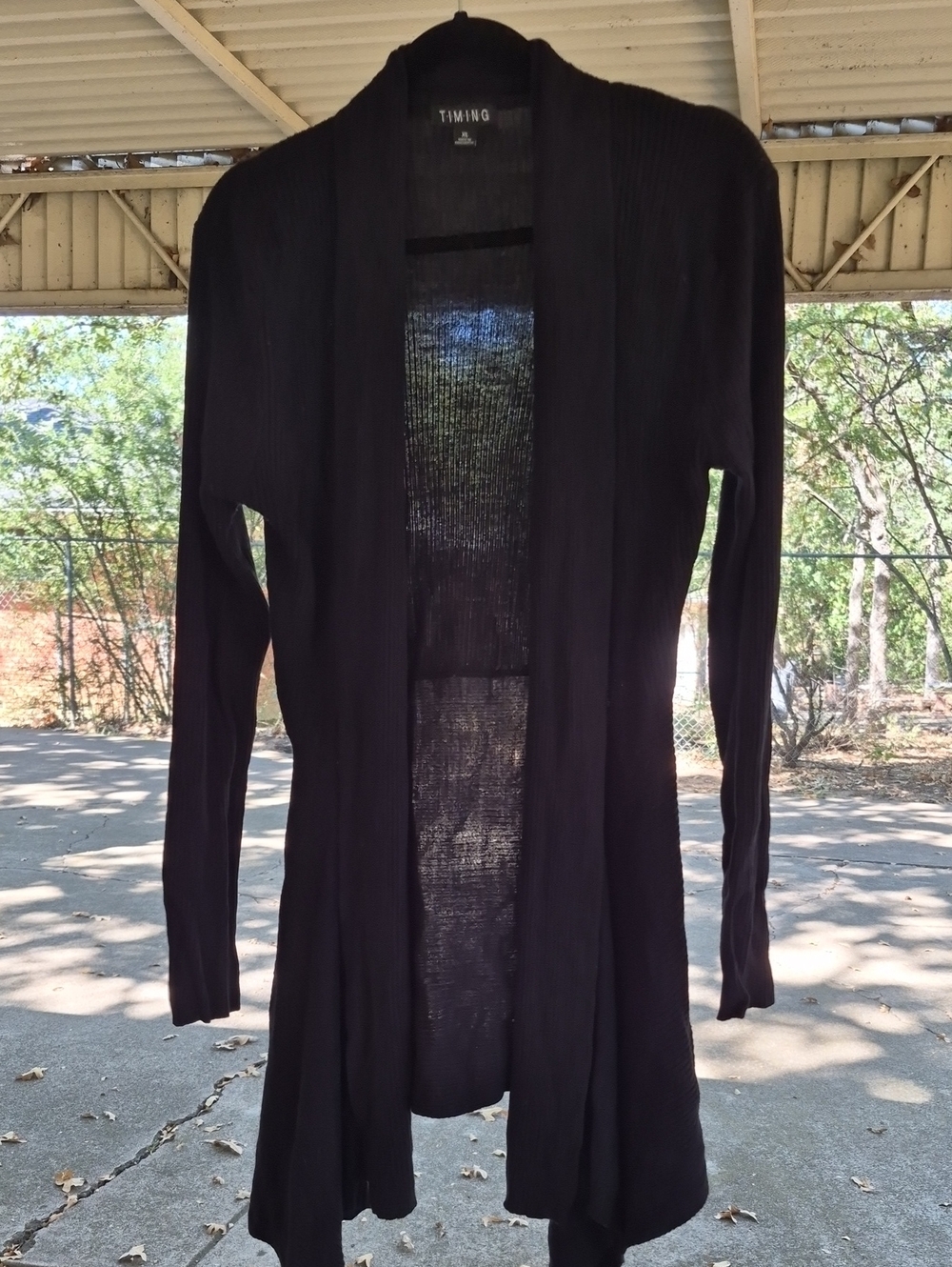 TIMING Women's Long Open-Front Cardigan - Black